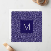 Donkerblauw Same Komon (shark skin) Monogrammed Notitiekaartje (Voorkant / Achterkant in situ)