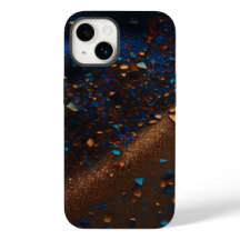 Donkerblauw SandyBrown Glitter iPhone Mate Stoer H