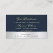 Donkerblauw Silver Decor Cute Roos Flower met Logo Visitekaartje (Achterkant)