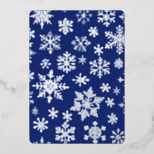 Donkerblauw Silver Snowflake Folie Vakantie Kaart (Voorkant)