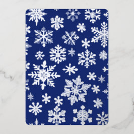 Donkerblauw Silver Snowflake Folie Vakantie Kaart