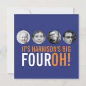 Donkerblauw sinaasappel 40th FOUROH! Fotoverjaarda Kaart (Voorkant)