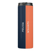 Donkerblauw & Sinaasappel Chique Minimalistisch Sc Thermosbeker (Achterkant)