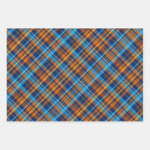 Donkerblauw, Sinaasappel & hemelsblauw Plaid Inpakpapier Vel (Voorkant)