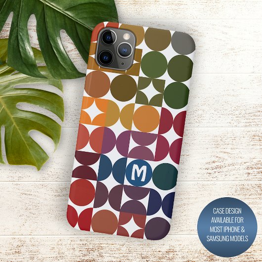 Donkerblauw Sinaasappel Rood Groen Mideeuw Kunstpa Case-Mate iPhone Case