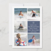 Donkerblauw Snowflake Double Sided Multi Photo Car Feestdagenkaart (Voorkant)