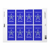 Donkerblauw Star-bladlabel groot blauw Etiket (Full Sheet)