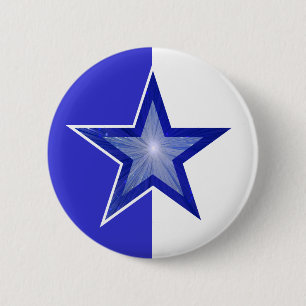 Donkerblauw Star-blauw wit Ronde Button 5,7 Cm