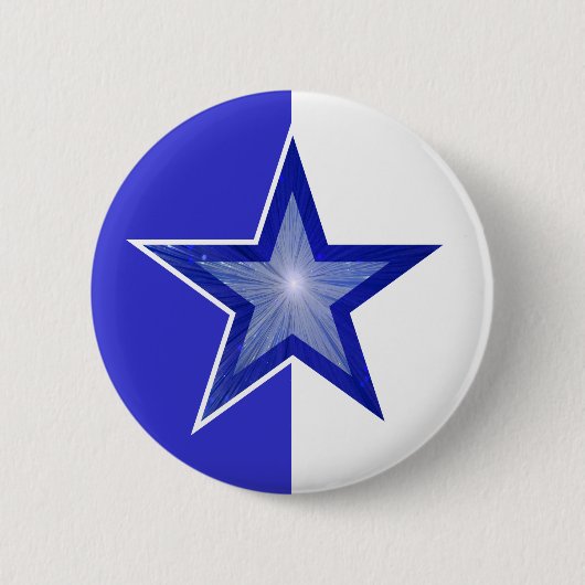 Donkerblauw Star-blauw wit Ronde Button 5,7 Cm (Voorkant)