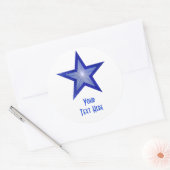 Donkerblauw Star 'Jouw tekst' rond sticker wit (Envelop)