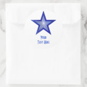 Donkerblauw Star 'Jouw tekst' rond sticker wit (Tas)