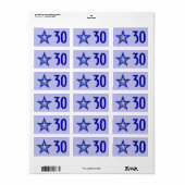 Donkerblauw Star 'Leeftijd'-label medium bleek bla Etiket (Full Sheet)