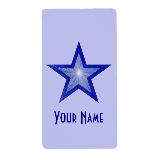 Donkerblauw Star 'Name'-label groot bleek blauw Etiket (Voorkant)
