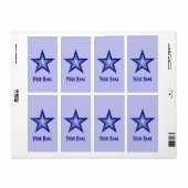 Donkerblauw Star 'Name'-label groot bleek blauw Etiket (Full Sheet)