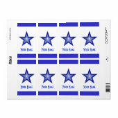 Donkerblauw Star 'Name stripe' etiket groot wit (Full Sheet)