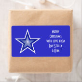 Donkerblauw Star 'Names' cadeaulabel groot blauw l Etiket (Insitu)
