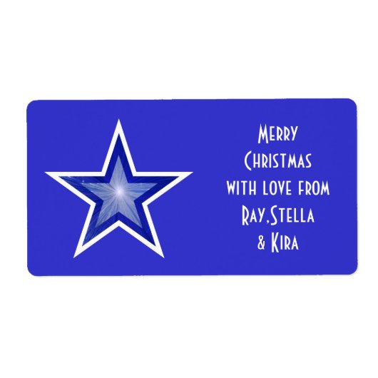 Donkerblauw Star 'Names' cadeaulabel groot blauw l Etiket (Voorkant)