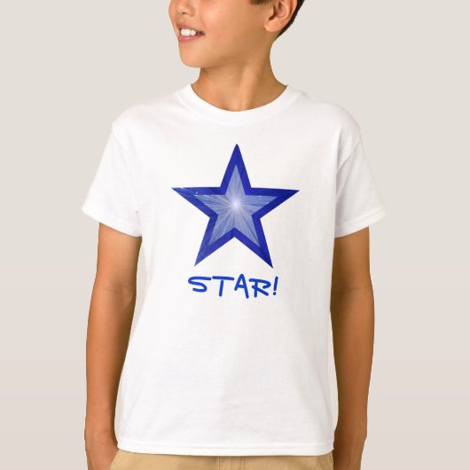 Donkerblauw Star 'STAR!' kinder T-shirt (Voorkant)