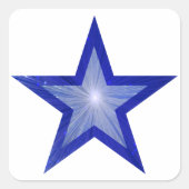 Donkerblauw Star sticker vierkant wit (Voorkant)
