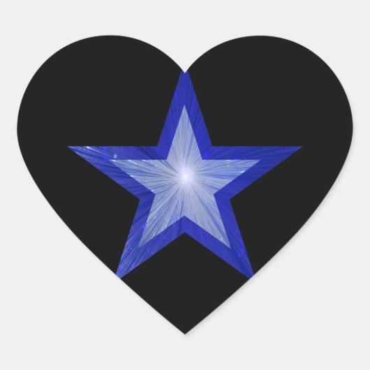 Donkerblauw Star-sticker zwart Hart Sticker (Voorkant)