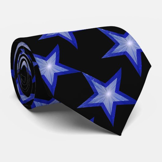 Donkerblauw Star-stropdas zwart Stropdas (Opgerold)