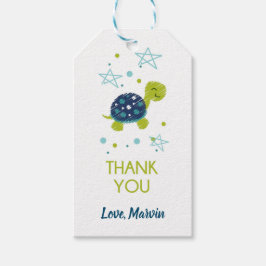 Donkerblauw Star Turtle Gift Label Cadeaulabel