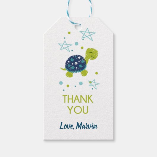 Donkerblauw Star Turtle Gift Label Cadeaulabel (Voorkant)