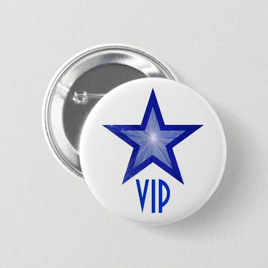Donkerblauw Star 'VIP'-toets wit Ronde Button 5,7 Cm (Voorkant /achterkant)
