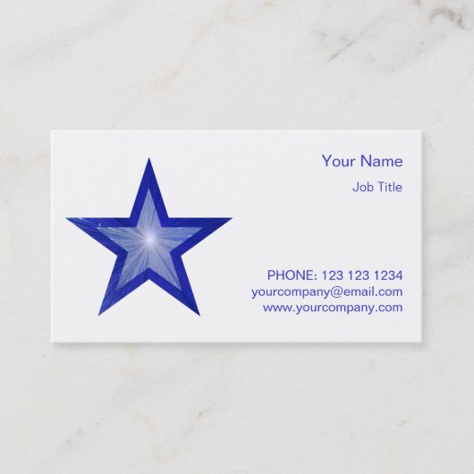 Donkerblauw Star visitekaartje witte ster (Voorkant)