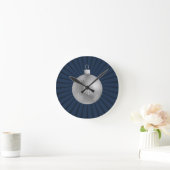 Donkerblauw Starburst Stripes Ornament wandklok (Huis)