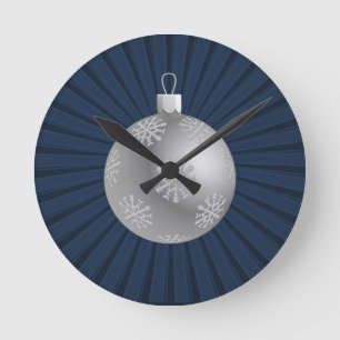 Donkerblauw Starburst Stripes Ornament wandklok