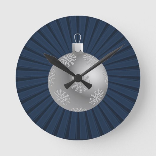 Donkerblauw Starburst Stripes Ornament wandklok (Voorkant)