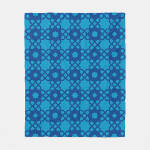Donkerblauw Stervierkant Marokkaans Mozaïek Retro  Fleece Deken