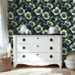 Donkerblauw  stijl Bloemen Peel en Stick Behang