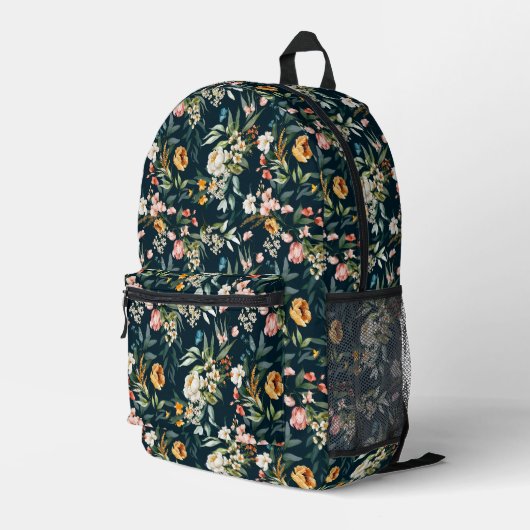 Donkerblauw stijlventilator bedrukte rugzak (Achterkant Hoek Rechts)