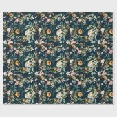 Donkerblauw  stijlventilator cadeaupapier (Vlak)