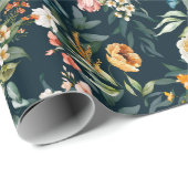 Donkerblauw  stijlventilator cadeaupapier (Rol Hoek)