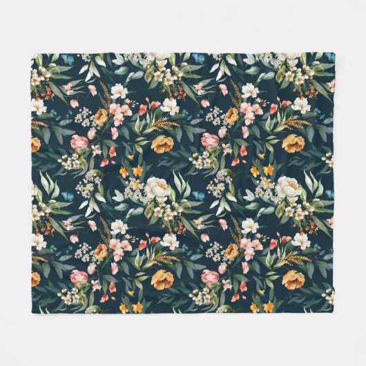 Donkerblauw  stijlventilator fleece deken (Voorkant (Horizontaal))