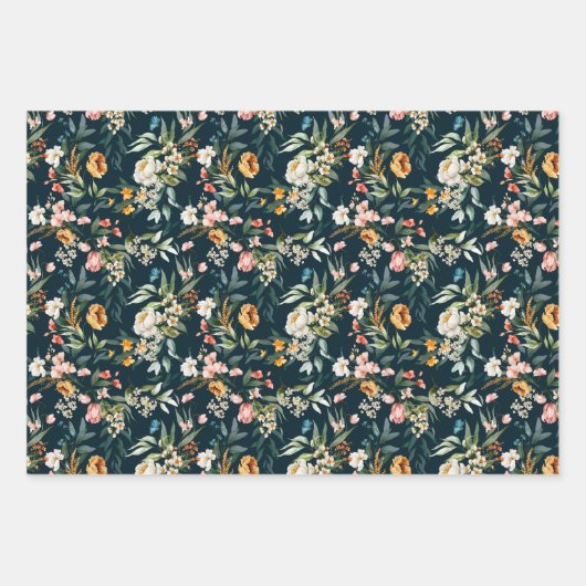 Donkerblauw  stijlventilator inpakpapier vel (Voorkant)