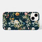 Donkerblauw  stijlventilator iPhone hoesje (Achterkant horizontaal)