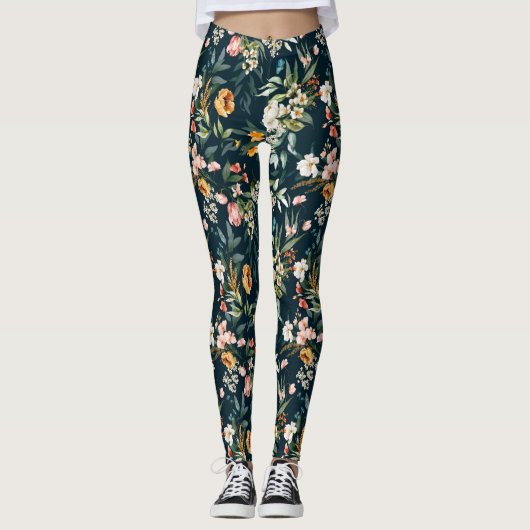 Donkerblauw  stijlventilator leggings (Voorkant)