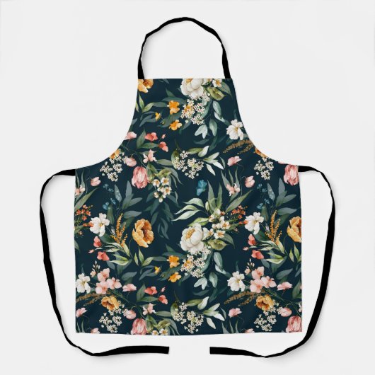 Donkerblauw stijlventilator schort (Voorkant)