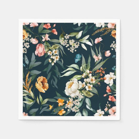 Donkerblauw stijlventilator servet (Voorkant)