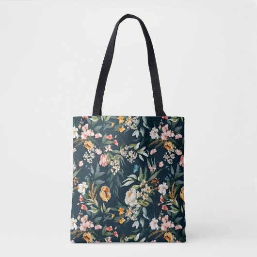 Donkerblauw  stijlventilator tote bag (Voorkant)