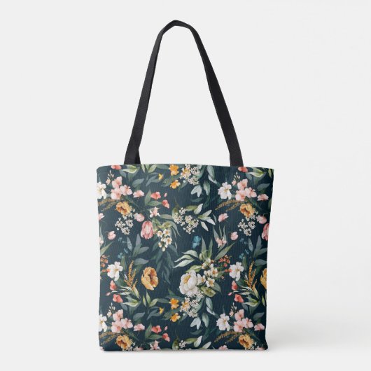 Donkerblauw  stijlventilator tote bag (Achterkant)