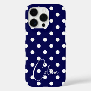 Donkerblauw Stijlvolle Polka Dots en uw aangepaste iPhone 16 Pro Hoesje