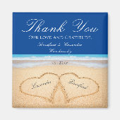 Donkerblauw strand 2 Harten in het zand Magneet (Voorkant)