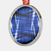 Donkerblauw stroompatroon metalen ornament (Links)