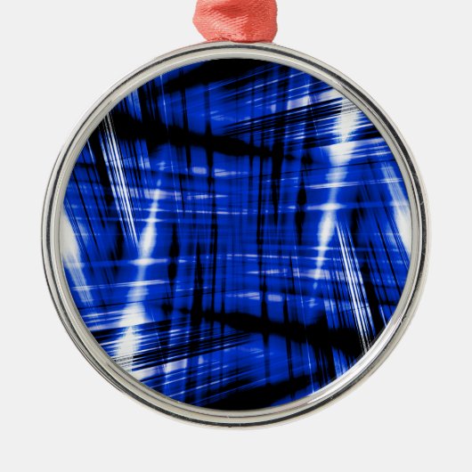 Donkerblauw stroompatroon metalen ornament (Voorkant)