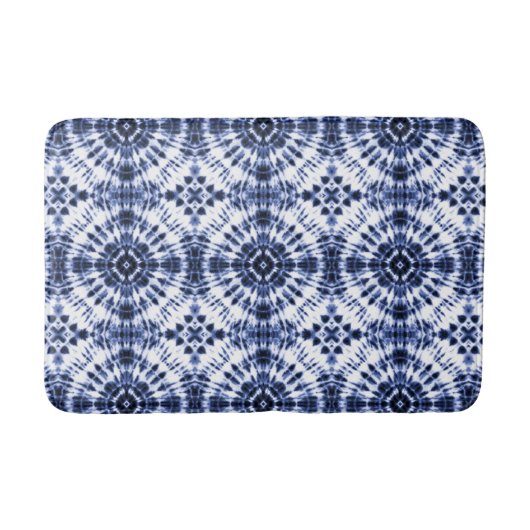 Donkerblauw stropdas kleurstofpatroon badmat (Voorkant)